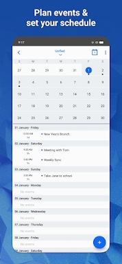 Email Blue Mail - Calendar screenshots