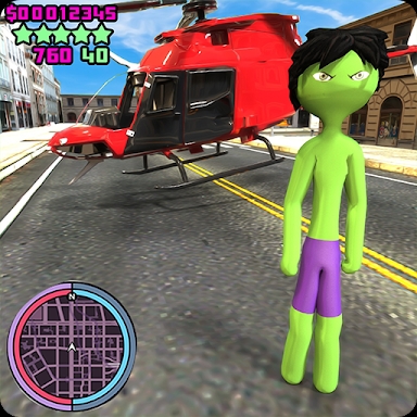 Green Monster Stickman Rope Hero Crime Simulator screenshots