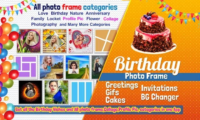 Birthday Photo Frame Maker App screenshots