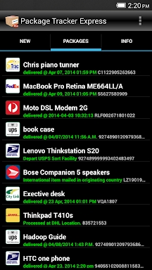Package Tracker Express screenshots