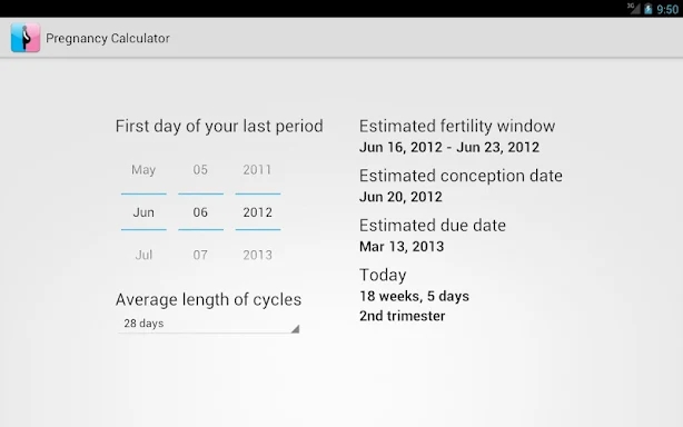 Pregnancy Calculator screenshots