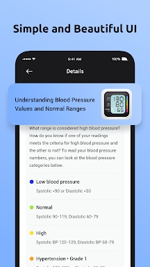Blood pressure dairy screenshots