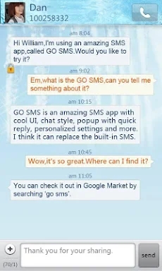 GO SMS Pro Iceblue theme screenshots