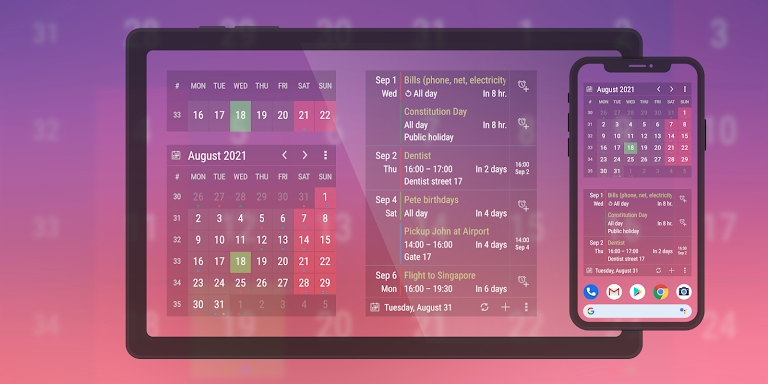 Calendar Widget: Month/Agenda screenshots