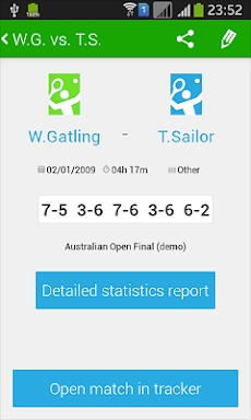 Tennis Math: score & stats screenshots
