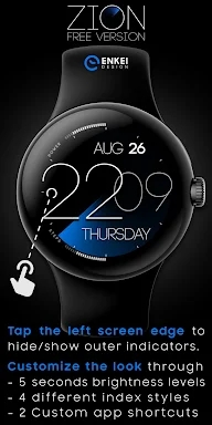ZION Blue - digital watch face screenshots