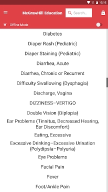 Common Symptom Guide screenshots