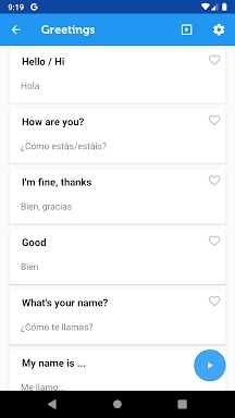 Learn Spanish Phrasebook screenshots