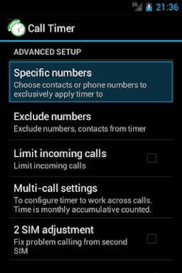 Call-Timer screenshots