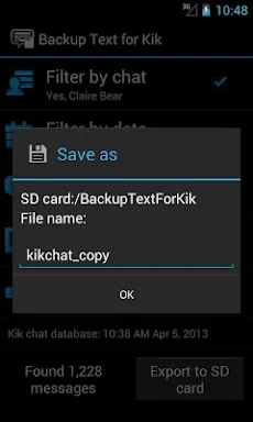 Backup Text for Kik [root] screenshots