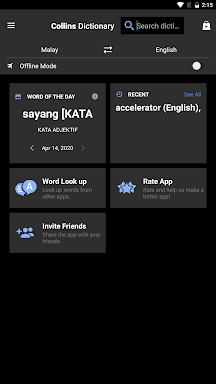 Collins Malay Dictionary screenshots