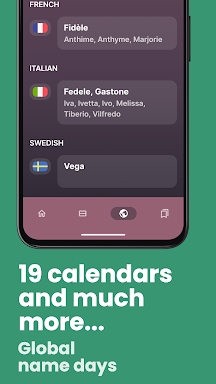 Name day calendar screenshots