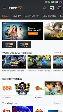 YuppTV LiveTV, Live Cricket screenshots