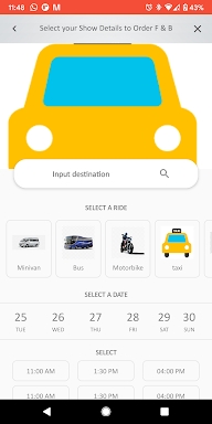 Ridehour taxi app screenshots