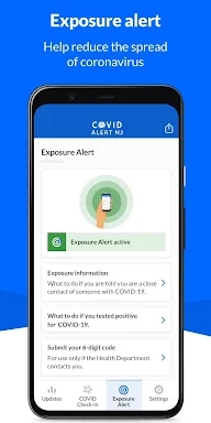 COVID Alert NJ screenshots