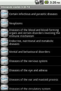 ICD-10 (for Android 2) screenshots