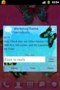 Blue Butterfly Theme GO SMS screenshots