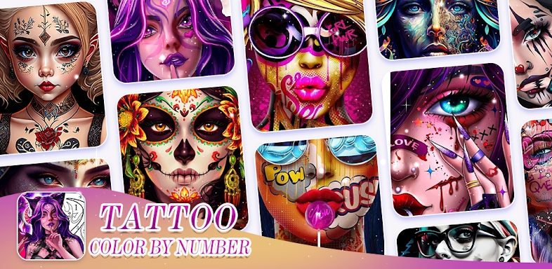 Tattoo Color by Number Game screenshots