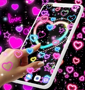 Neon hearts live wallpaper screenshots