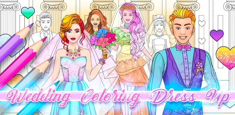 Wedding Coloring Dress Up Game screenshots