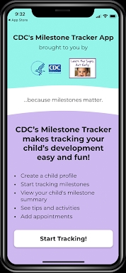 CDC Milestone Tracker screenshots