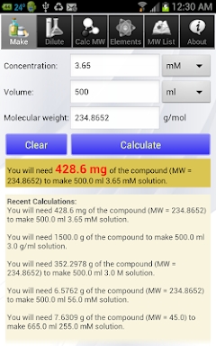 Solution Calculator Lite screenshots