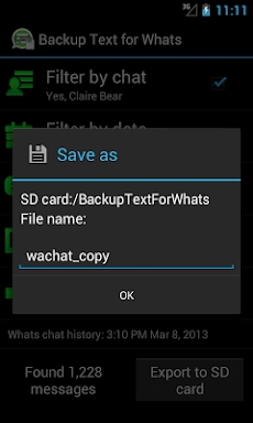 Backup Text for Whats screenshots