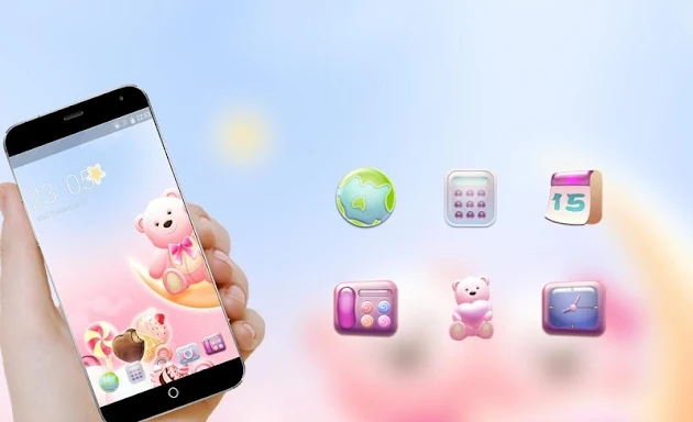 Cute Bear love  honey with Pink hearts DIY Theme screenshots