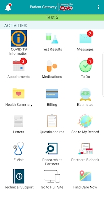 Patient Gateway screenshots