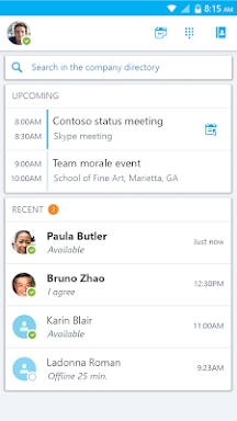 Skype for Business for Android screenshots