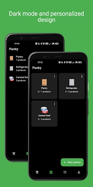 Grocery shared list and pantry screenshots