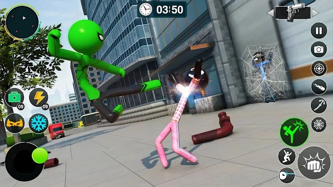 Flying Stickman Rope Hero Game screenshots