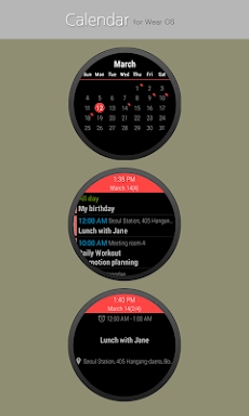 Calendar for Wear OS screenshots