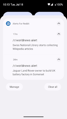 Alerts for Reddit screenshots