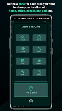 AT-ZONE. Geofence sharing screenshots