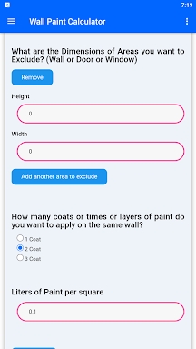Wall Paint Calculator screenshots