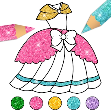Glitter Dress Coloring Pages for Girls screenshots