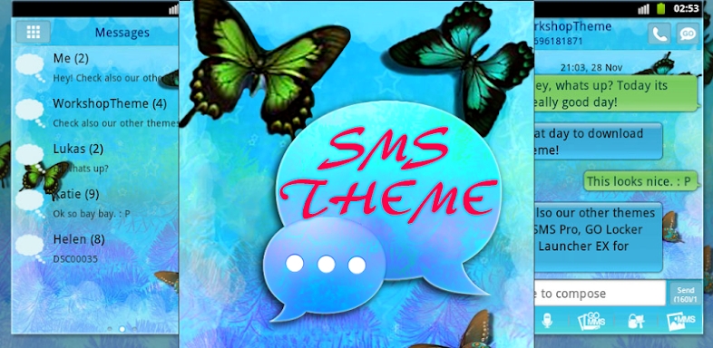 Blue Butterfly Theme GO SMS screenshots
