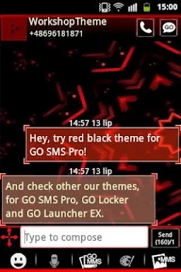 Red Black GO SMS Theme screenshots