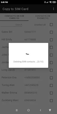 Copy to SIM Card screenshots