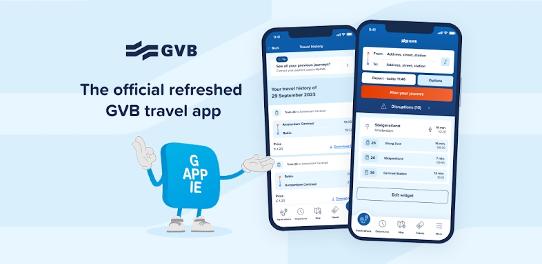GVB travel app screenshots