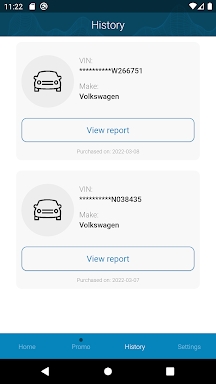 Check Car History for VW screenshots