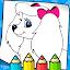 Puppy coloring book glitter icon