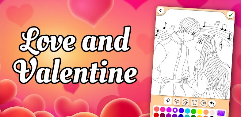 Valentines love coloring book screenshots