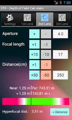 Depth of Field Calculator screenshots