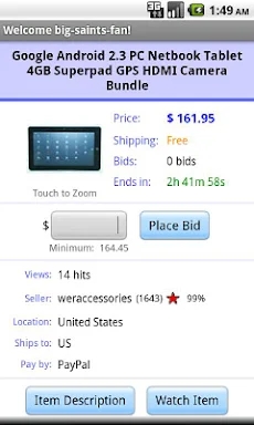 Pocket Auctions for eBay screenshots