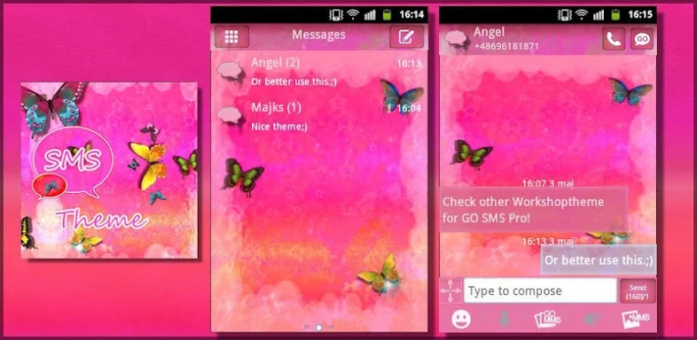 Nice Pink Theme GO SMS Pro screenshots