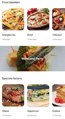 Italian recipes app screenshots