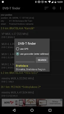DVB-T finder screenshots