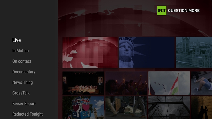 RT News for Android TV screenshots